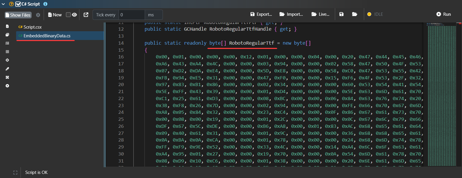 Example of embedded resource