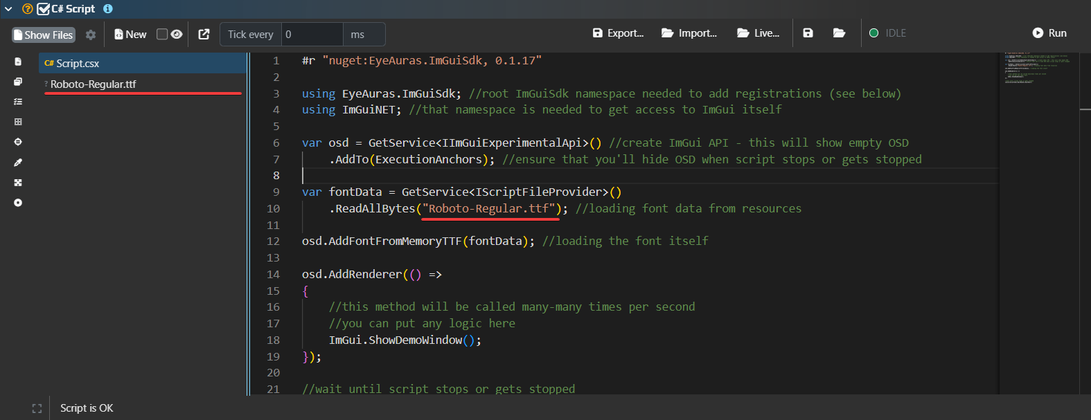 Example of embedded resource