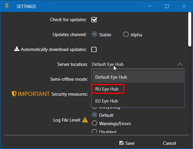 Settings - Ru Eye Hub
