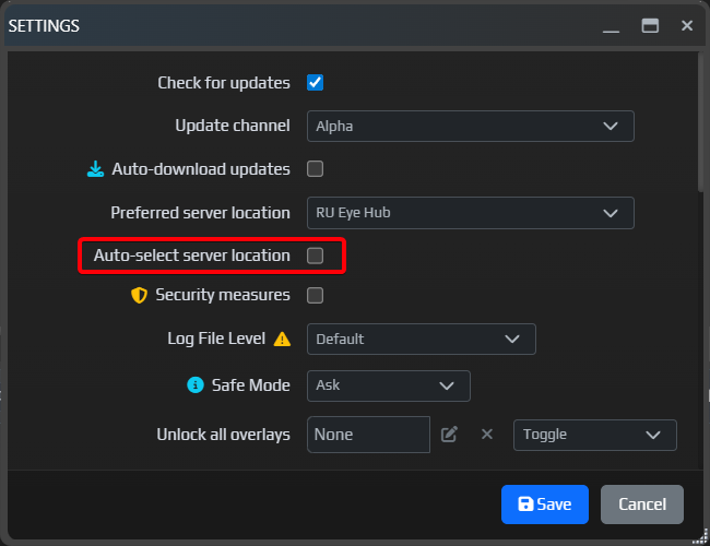AutoSelectServerLocation