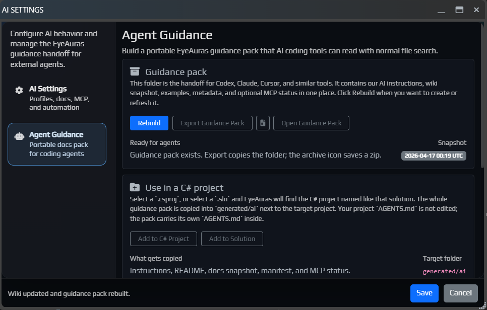 Guidance Pack Actions