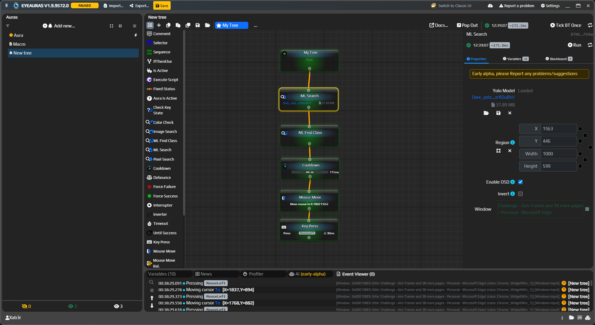 Basic ML clicking tree
