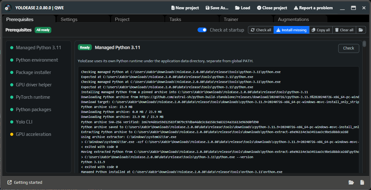All prerequisites installed
