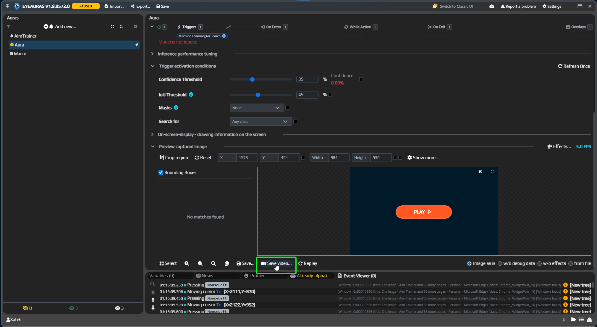 EyeAuras save video
